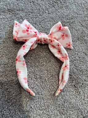 Kids Floral Bow Headband - Pink and Red